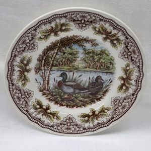 ROYAL STAFFORD THANKSGIVING WOODLAND MALLARD DUCKS -- SALAD PLATES - SET OF 4